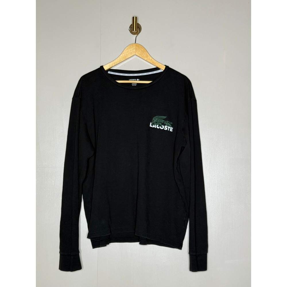 Lacoste Black Waffle Knit Sleep Shirt Lounge Top XL